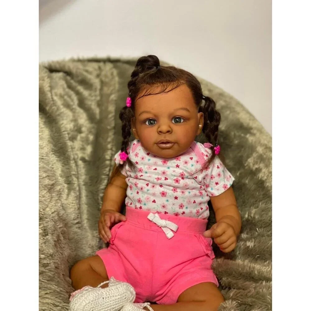 🆕23inch Soft Cloth Body  African American Poseable Limbs Jaylan Reborn Baby